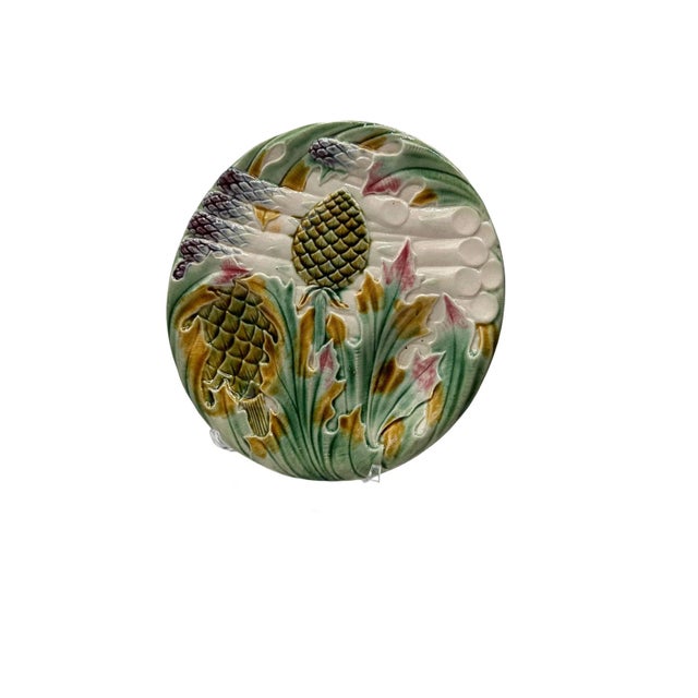 Antique asparagus plate by St. Clement. France, circa 1920s.