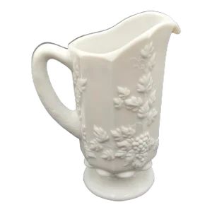 Vintage Westmoreland Milk Glass Paneled Pitcher With Grapevine Design