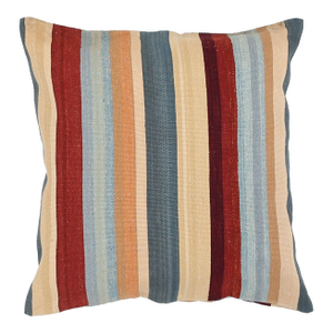 Arteverk Handwoven Reversible Wool Kilim Floor Pillow — Red & Blue Stripe (26")