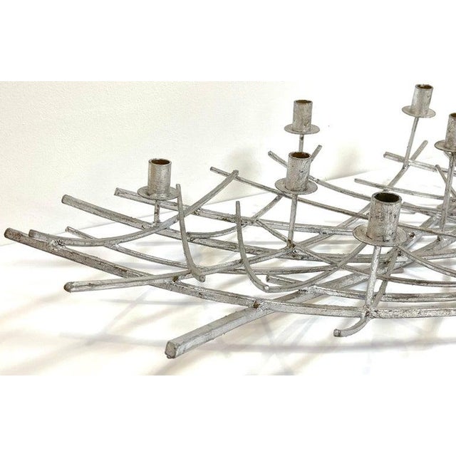 Late 20th Century Late 20th Century 12 Light French Modern Kinetic Silvered Metal Candelabra Centerpiece For Sale - Image 5 of 12