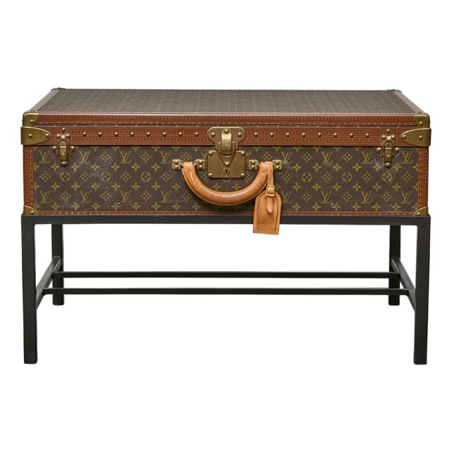 Louis Vuitton Vintage Trunk Made into Coffee Table on Custom Base For Sale