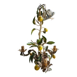 1960s Italian Tole Chandelier With Lemons For Sale