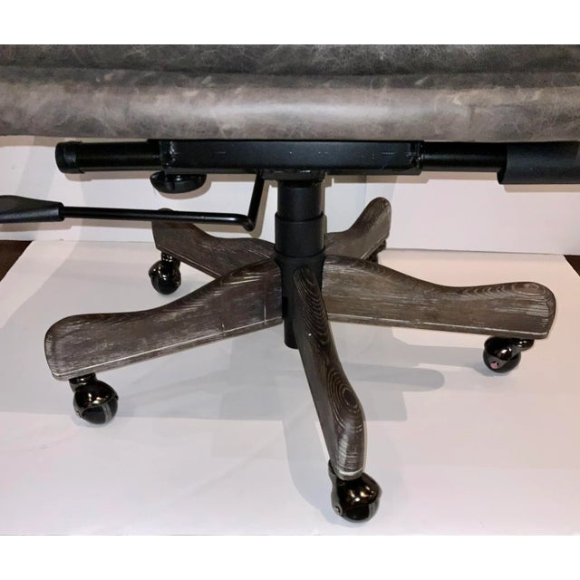 Modern Sable Vintage Style Channeled Leather Adjustable Desk Chair For Sale - Image 3 of 7