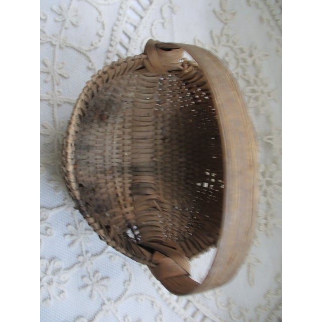 Brown Antique Primitive Miniature Woven Gathering Basket 5" X 5" For Sale - Image 8 of 8