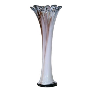 Midcentury French Hand-Blown Swirled Art Glass Vase For Sale