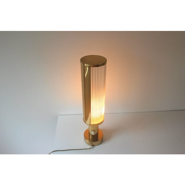 Vintage Art Deco Table Lamp Glass Rods Brass Dimmer Switch For Sale - Image 4 of 10
