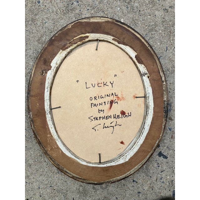 Contemporary Contemporary Original Stephen Heigh Horse Painting “Lucky” Antique Oval Frame For Sale - Image 3 of 3