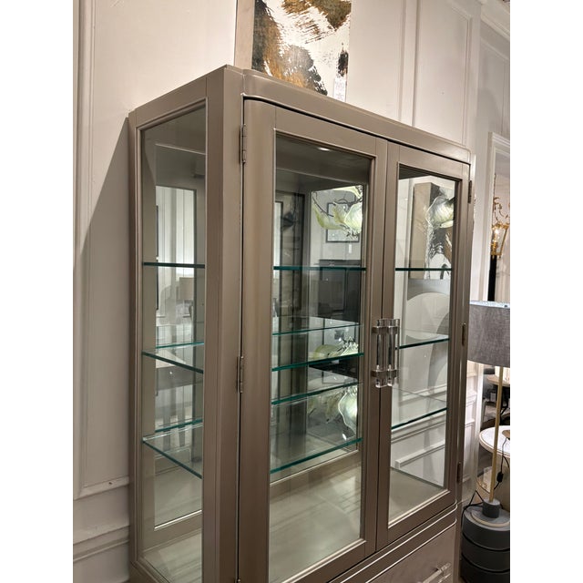 Wood Pulaski Furniture Champagne Display Cabinet. For Sale - Image 7 of 9