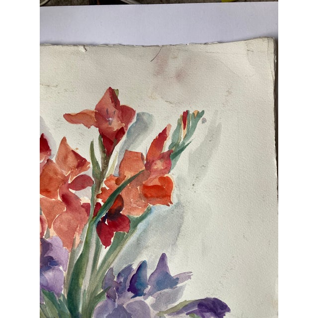 Contemporary 1980’s Original Impressionist Floral Still Life Watercolor Painting With Fruit For Sale - Image 3 of 5