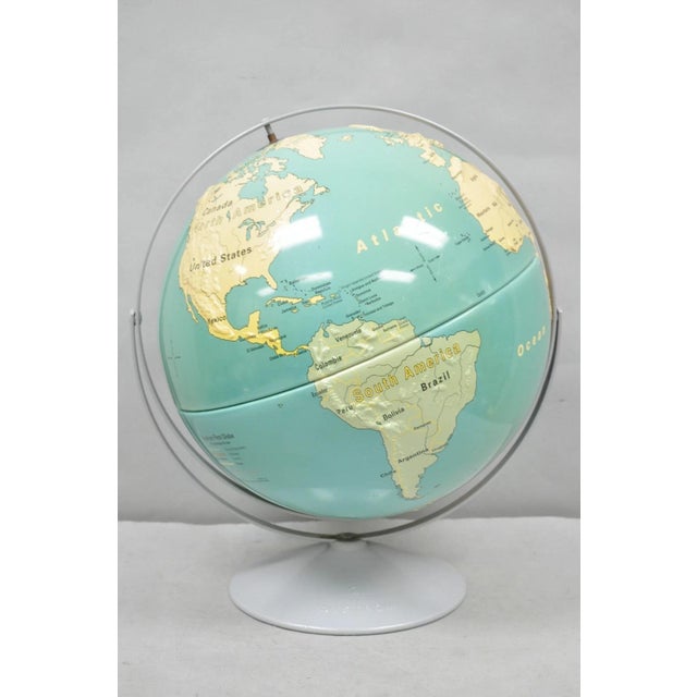 Vintage Nystrom 16" Large Sculptural Relief Classroom Double Axis World Globe For Sale - Image 17 of 17