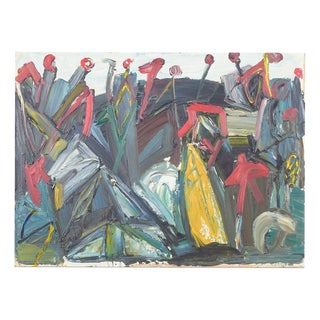 Åke Edwall, Expressive Composition, Oil Painting on Board For Sale