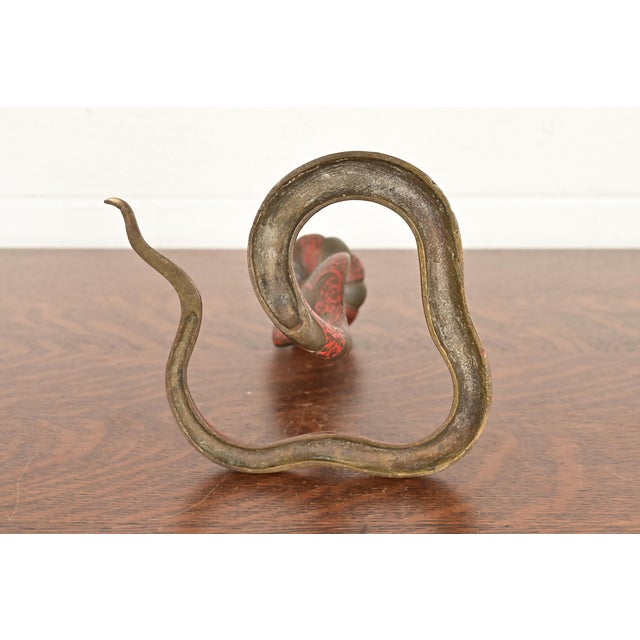 Enameled Bronze Cobra Snake Candlestick For Sale - Image 13 of 15