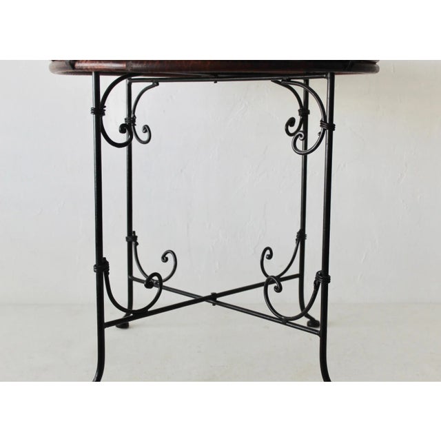 Vintage Mid-Century Wicker Bamboo Side Table Scroll Base Detail For Sale - Image 4 of 12