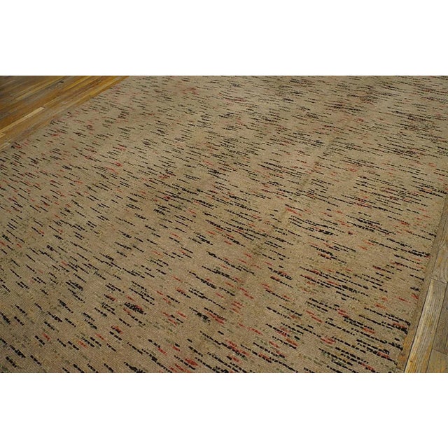 Textile 1920s Beige Abstract Modern Antique American Shaker Pile Rug 8' 6'' X 12' Woven Wool Carpet For Sale - Image 7 of 8