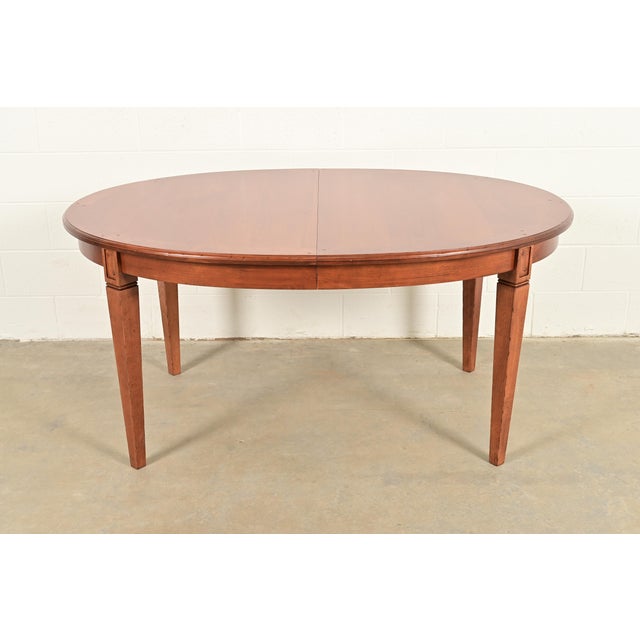 Wood Baker Furniture Style French Regency Louis XVI Carved Walnut Extension Dining Table, Newly Refinished For Sale - Image 7 of 13