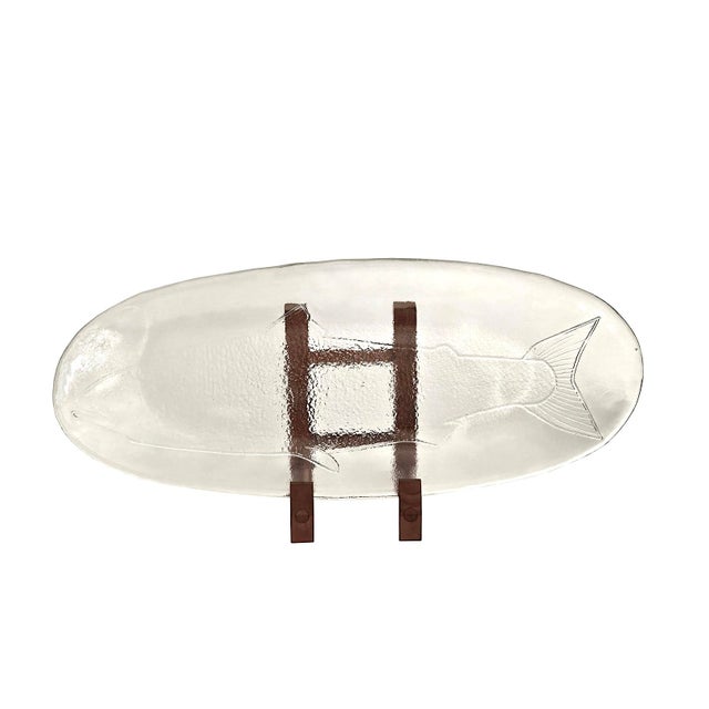 1970s Large Oval Glass Fish Platter Designed by Ann and Goran Warff for Kosta Boda For Sale - Image 13 of 16