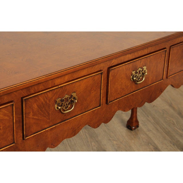 Georgian Style Carved Four Drawer Burl Walnut Sideboard For Sale - Image 10 of 12