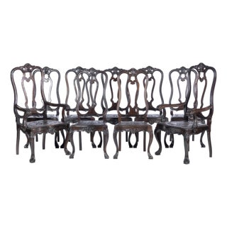 Armchairs and Chairs, Portugal, Late 19th Century, Set of 8 For Sale