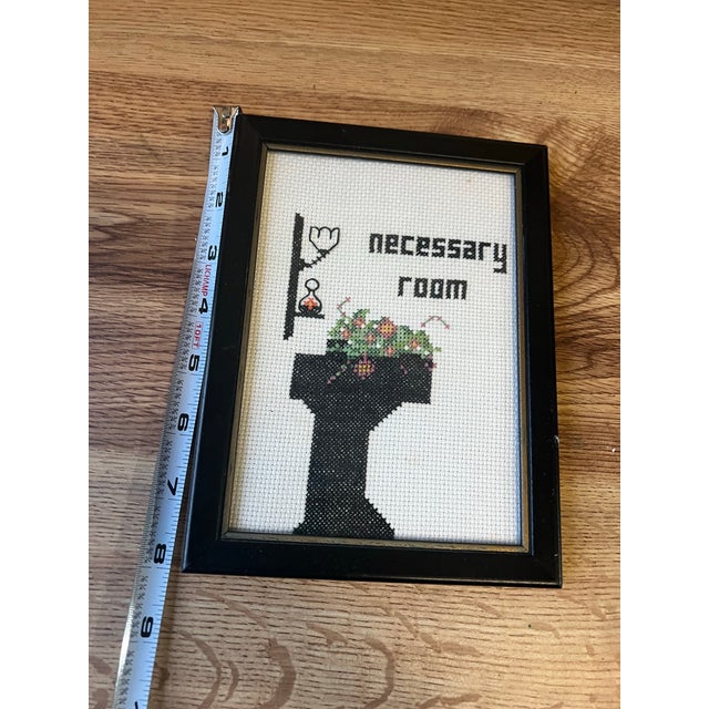 Up for consideration is a beautiful vintage needlepoint necessary room wall hanging in a frame. This piece would look...