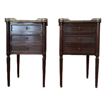 Louis XVI Style Mahogany Bedside Tables, Set of 2 For Sale