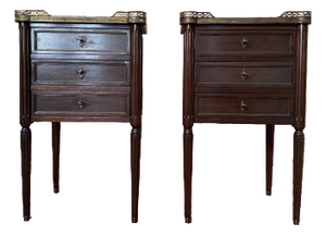 Louis XVI Style Mahogany Bedside Tables, Set of 2