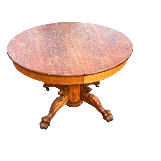 Gothic Antique Lion Head Round Oak Dining Table For Sale - Image 3 of 11