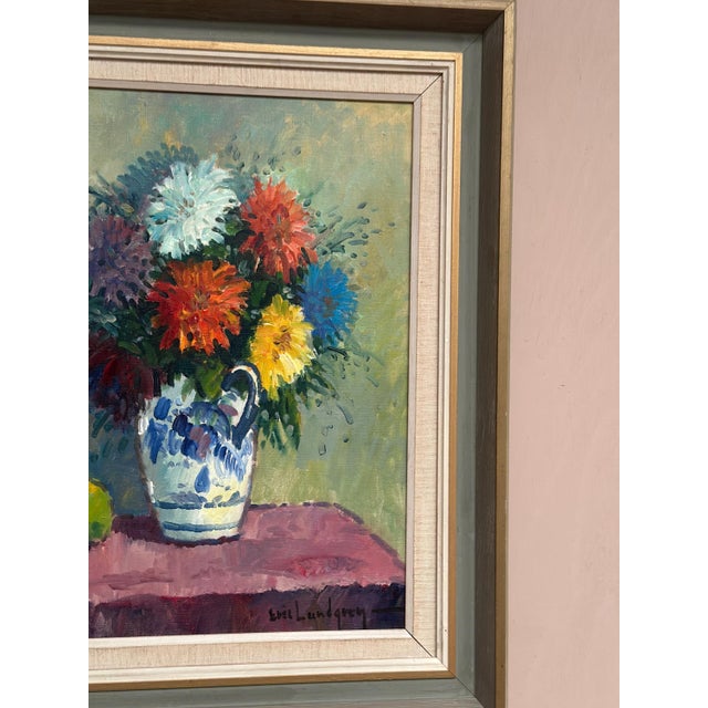 Eric Lundgren, Asters in Ceramic Vase, 1950s, Oil on Canvas, Framed For Sale - Image 14 of 18