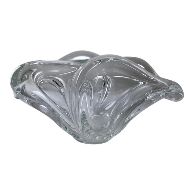 Mid-Century French Art Vannes Le Chatel Large Crystal Centerpiece/ Fruit Bowl For Sale