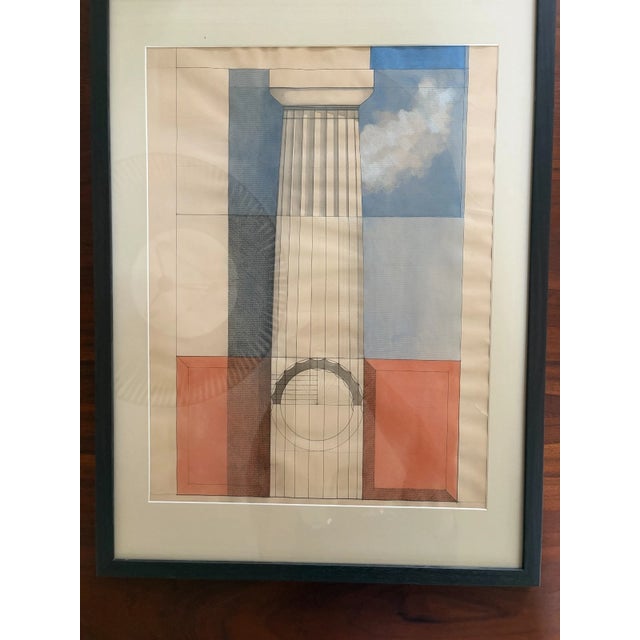 Mid-Century Modern 1970s Mid-Century Modern Set of Original Architectural Drawings Attributed Robert Nicolais 3 Framed For Sale - Image 3 of 11