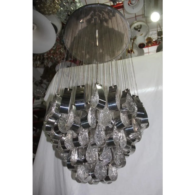 Metal Steel & Glass Waterfall Ceiling Lamp, 1970s For Sale - Image 7 of 18