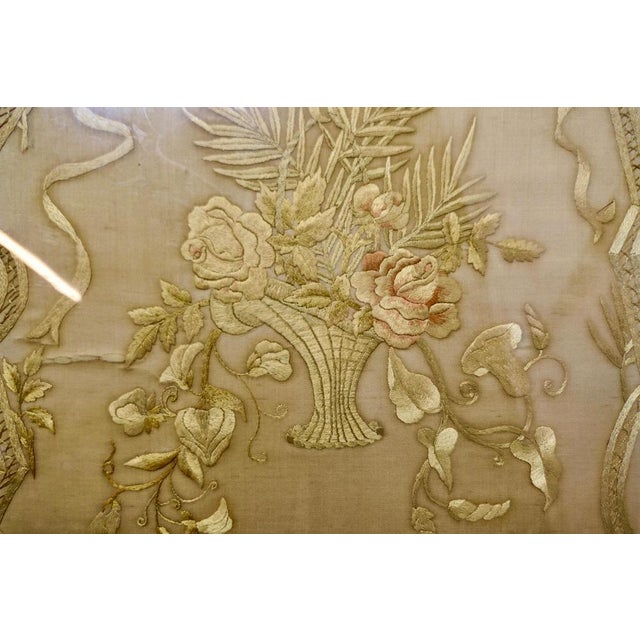 Victorian Hand Embroidered Silk and Mahogany Fire Screen, 1880s For Sale - Image 4 of 8