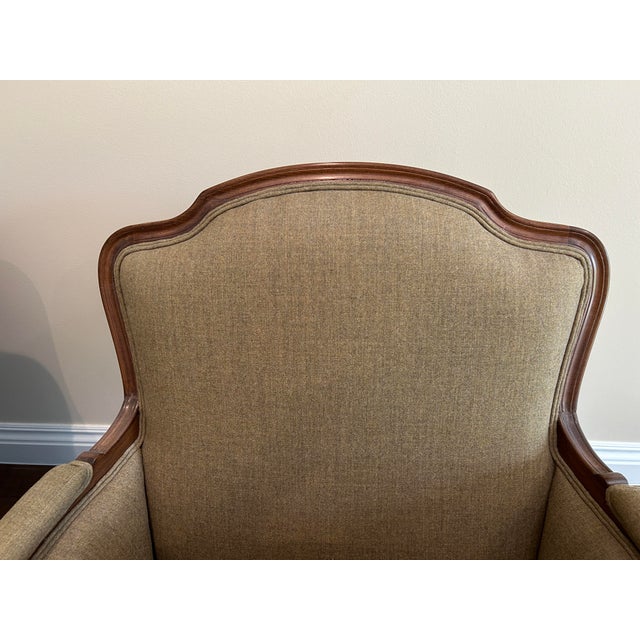 Heather Green Wool Bergere Chairs, a Pair For Sale - Image 9 of 10