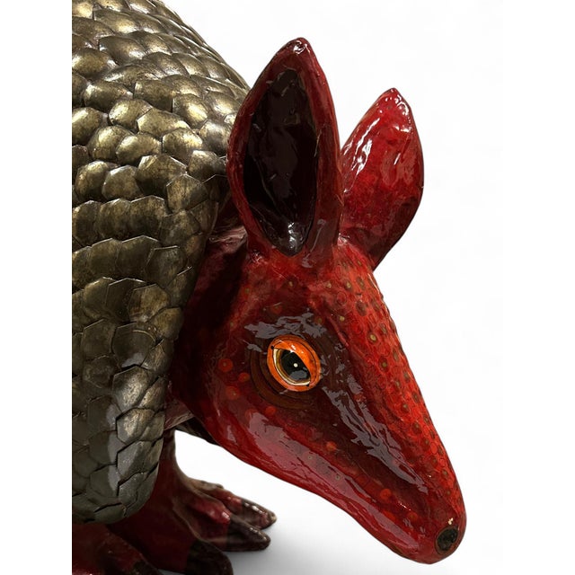 Brass and Paper Maché Armadillo Attr. To Sergio Bustamante (Mexico, 1949-) For Sale In San Diego - Image 6 of 11