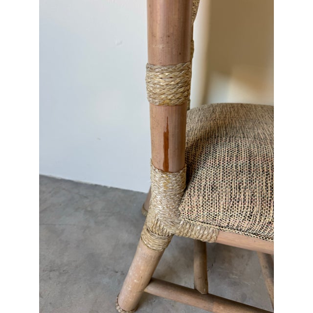 1980’s Vintage Organic Modern Antonio “Budji” Layug Style Bamboo & Woven Leather Accent Chair For Sale - Image 12 of 12