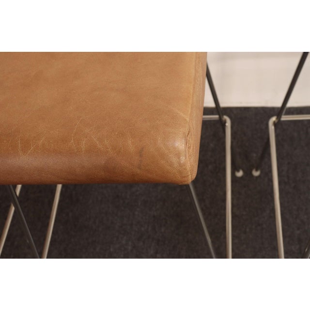 Set of Four Brazilian Leather and Stainless Steel Bar Stools by Fernando Jaeger For Sale - Image 16 of 18