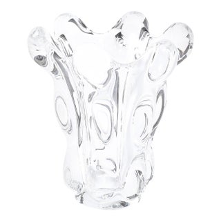 Mid-Century Modernist Splash Form Crystal Vase Signed Art Vannes For Sale