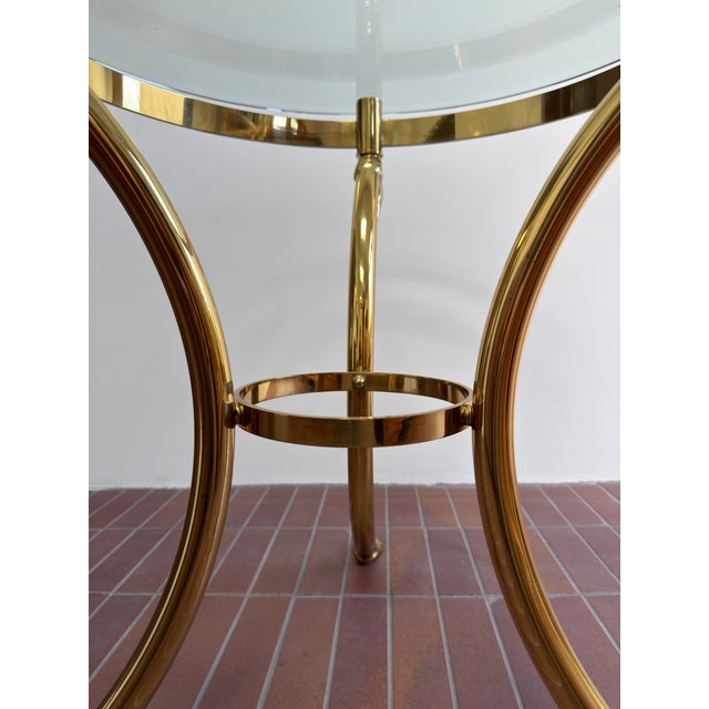 Hollywood Regency Brass Swan & Glass Accent Table For Sale In Los Angeles - Image 6 of 12