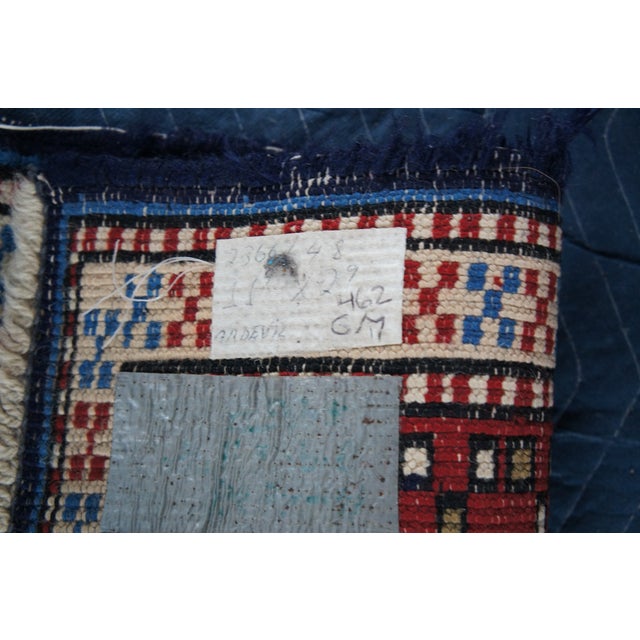 Hand Knotted Wool Geometric Diamond Medallion Tribal Animal Rug Runner 3' X 12' For Sale - Image 12 of 14
