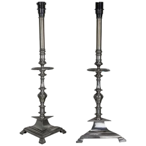 Pair of French 1930s Art Deco Nickel-Plated Table Lamps