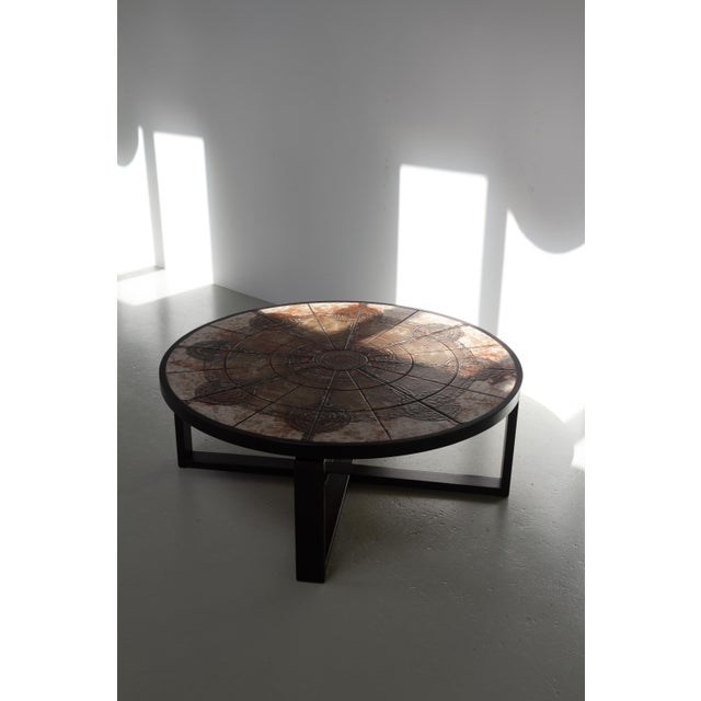 1970s Danish Round Tiled Coffee Table by Ox-Art for Trioh, 1970s For Sale - Image 5 of 18