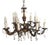 Antique French Brass and Lead Crystal Twelve-Light Chandelier, 1920s For Sale