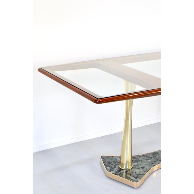 Italian Dining Table in Teak and Marble, 1960s For Sale - Image 10 of 14