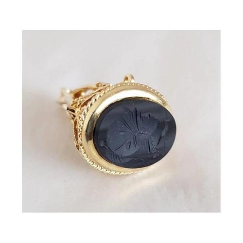 1960s Vintage Gold and Black Onyx Novelty Seal Charm by Slade & Kempton, London, 1967 For Sale - Image 5 of 16