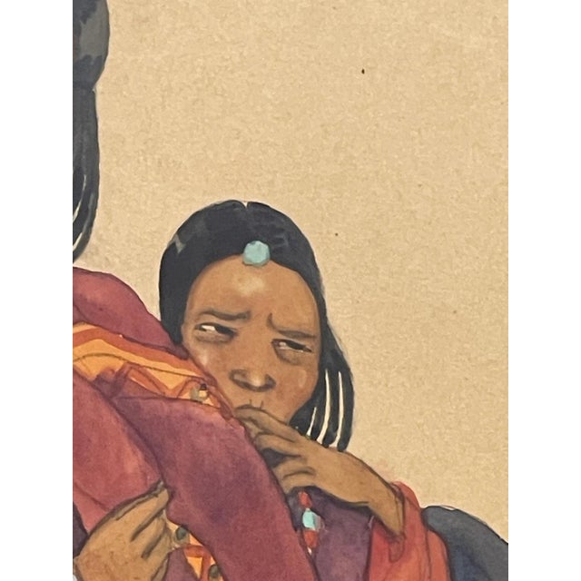 Léa Lafugie, Tibetan Woman and Child, 1920s, Gouache For Sale - Image 6 of 9