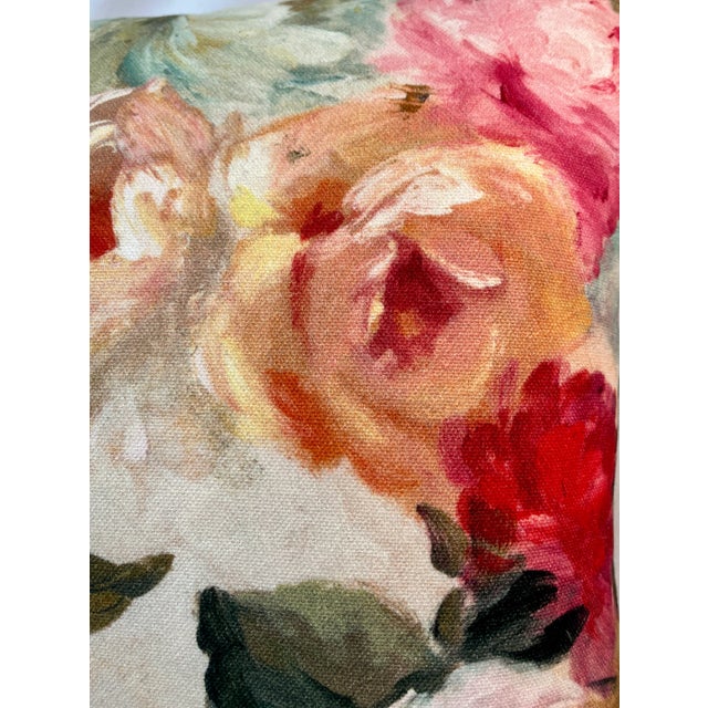 2020s Large Bolster Pillow Decorated With a Colorful Vintage Heirloom Floral Patten Inspired by Oil Paintings of the Great Masters - Made in the U K For Sale - Image 5 of 12