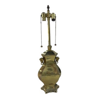 Mid 20th Century Mid Century Marbro Brass Double Socket Asian Base Table Lamp For Sale