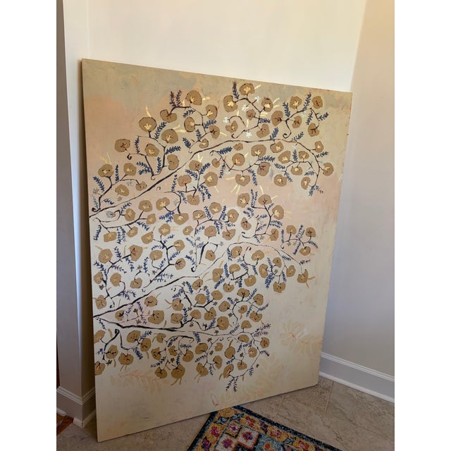 Large-Scale Original Triptych, Gold Botanical — Three-Panel Statement Painting For Sale - Image 4 of 4
