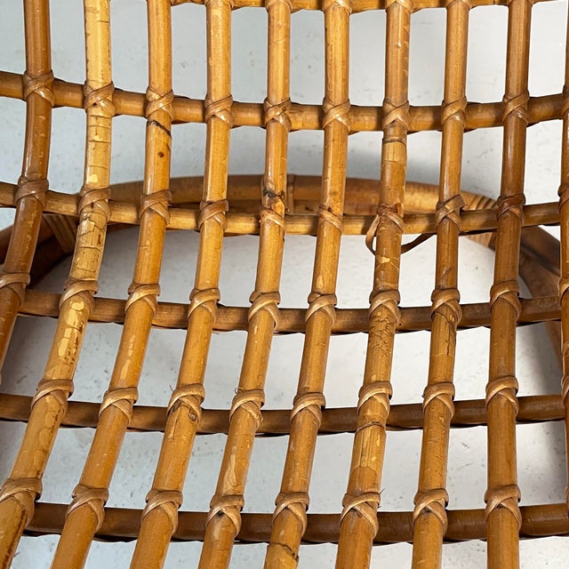 Set of Mid-Century Modern Italian Rattan B4 Armchair and Ottoman from Tito Agnoli, 1950s For Sale - Image 15 of 18