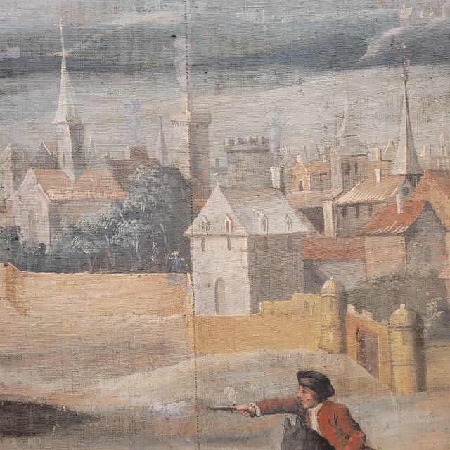 French School Artist, Duel of Knights, 18th Century, Watercolor Painting on Linen For Sale - Image 13 of 18