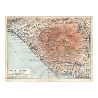 Antique Vesuvius Naples Italy Map For Sale